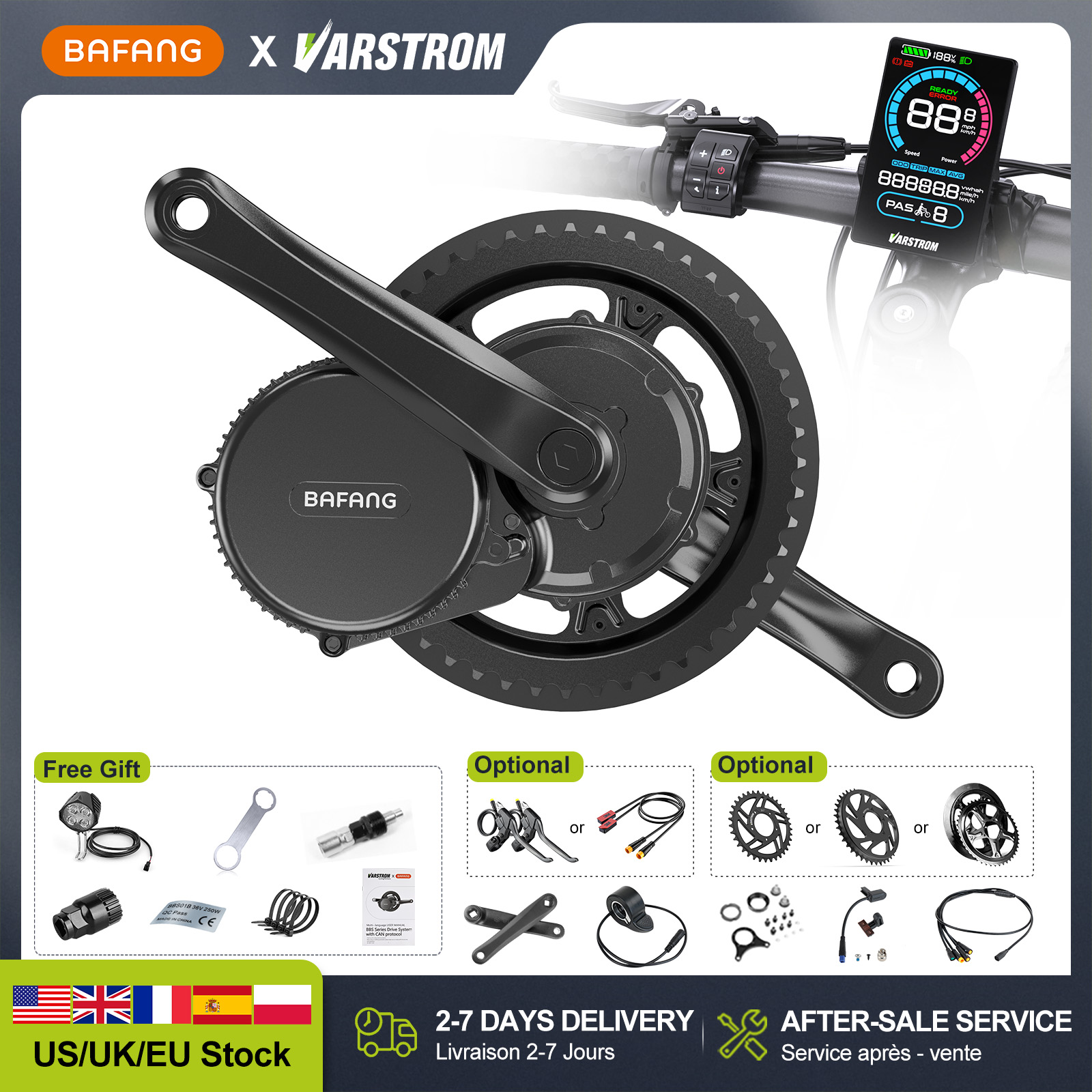 Side Hung Mid Drive Motor Kit - [ABD Stok] BAFANG 48V 500W 750W