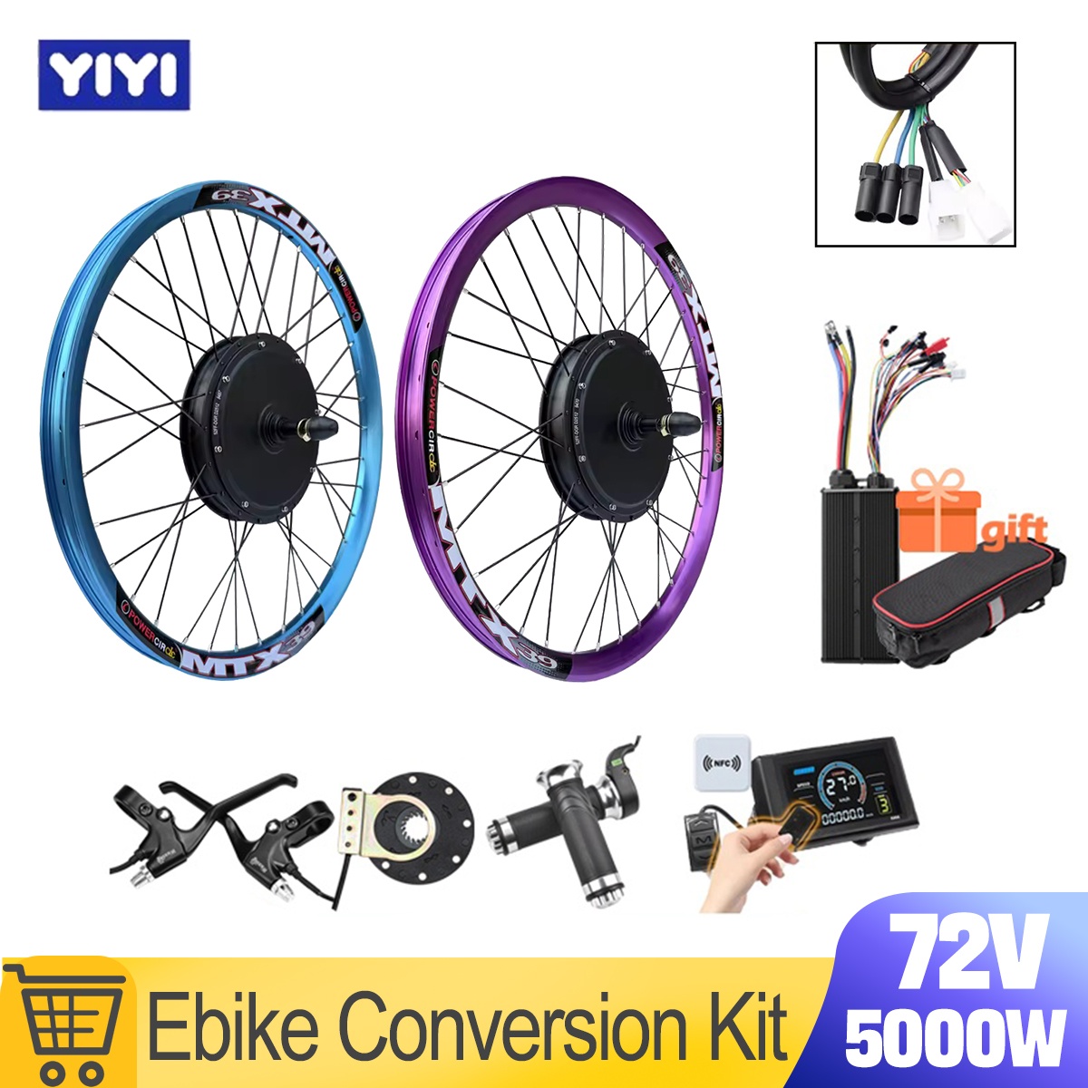 5000W Hub Motor Kit 72V - Yeni MTX39 72V 5000W E-Bisiklet Dönüşüm