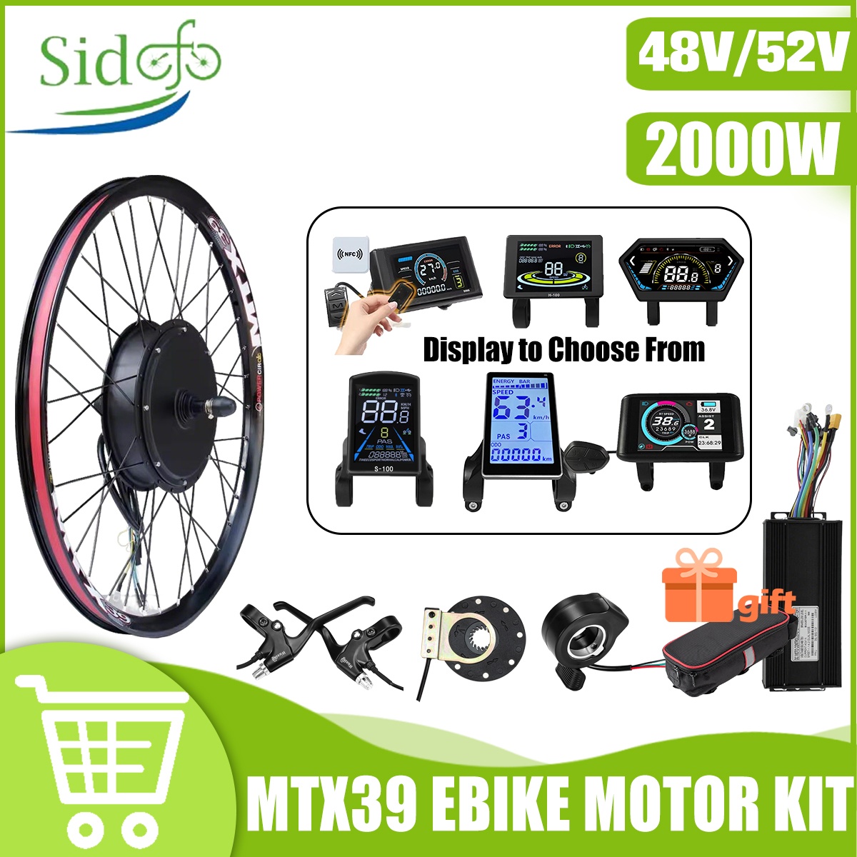 Gearless Hub Motor Conversion Kit 2000W With Display - MTX39 48V/52V 2000W Ön Arka Göbek