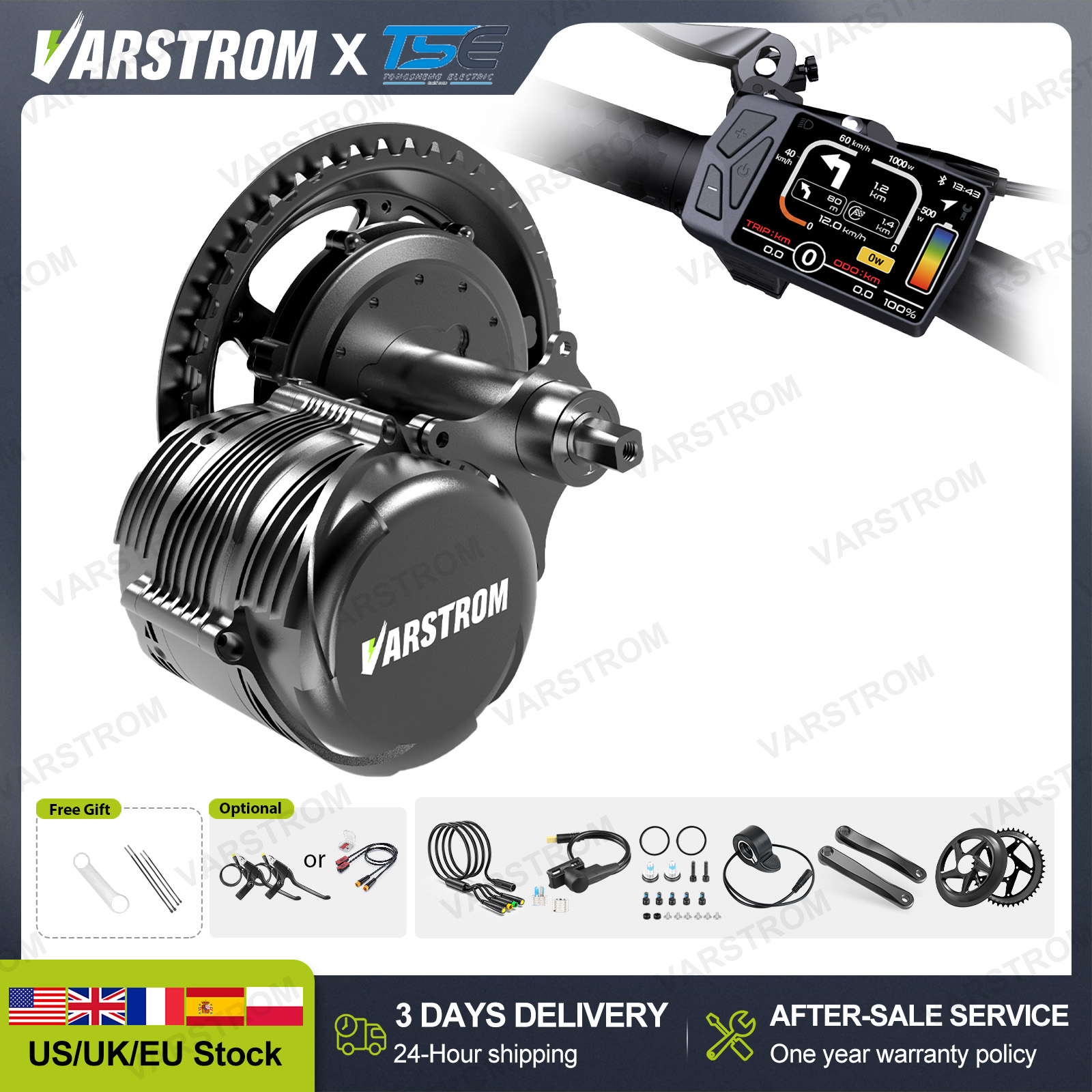 Torque Sensor Mid Drive Motor Kit - [ABD Stokları] Tongsheng 750W TSDZ8 TSDZ16