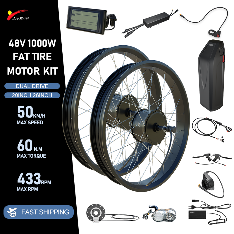 Dual Motor Ebike Kit 2000W - 48V 2000W E-bisiklet Şişman Lastik Dönüşüm