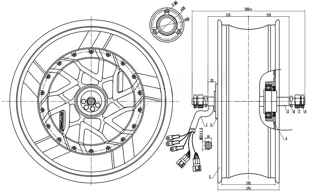 QSMOTOR 17X6.0 İnç 273 12000W  - 12000W Electric Motorcycle Hub Motor incelemesi ve fiyatı