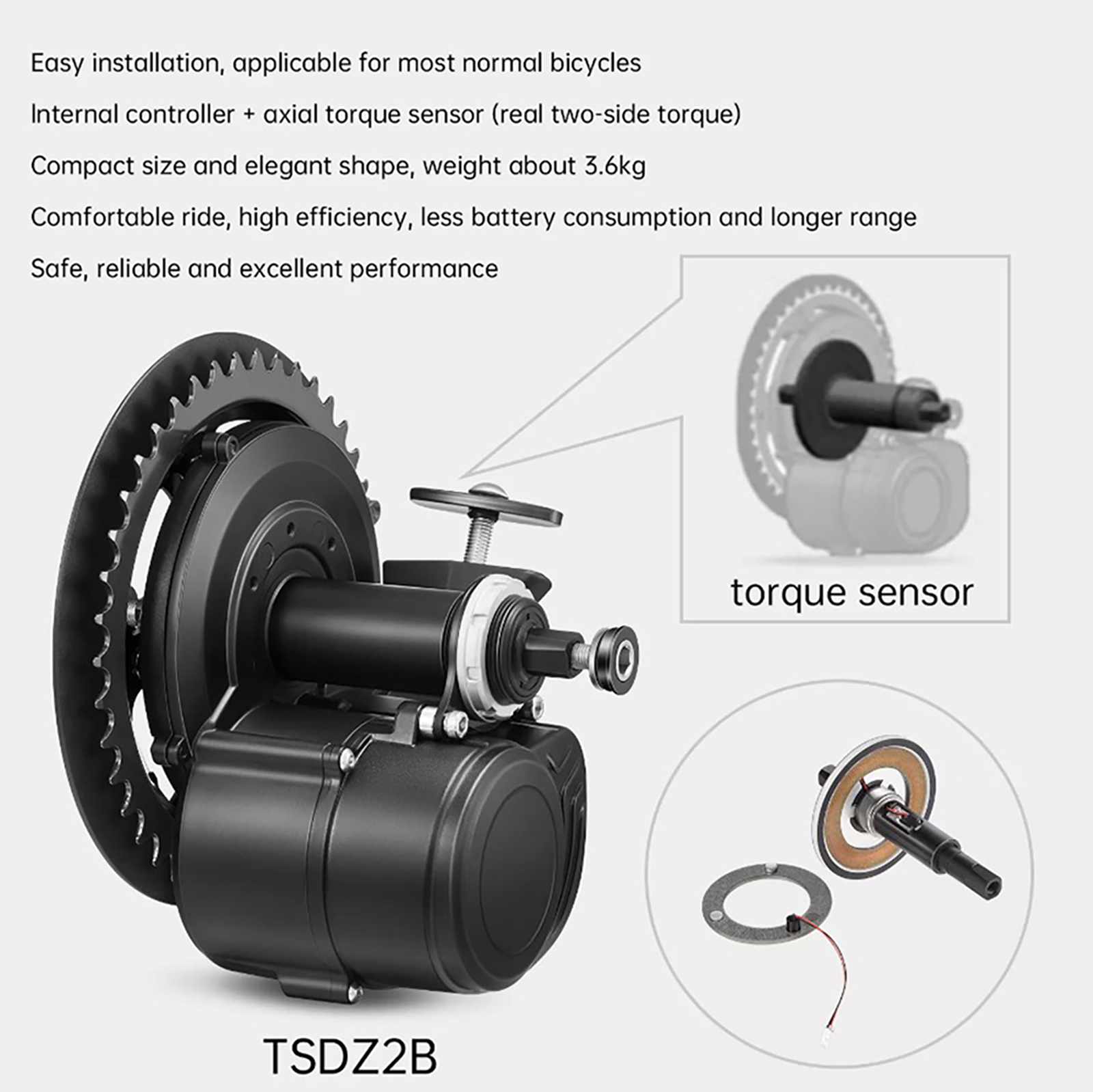Tongsheng TSDZ2B BB 120mm 100m - High Torque Brushless Mid Motor Kit incelemesi ve fiyatı