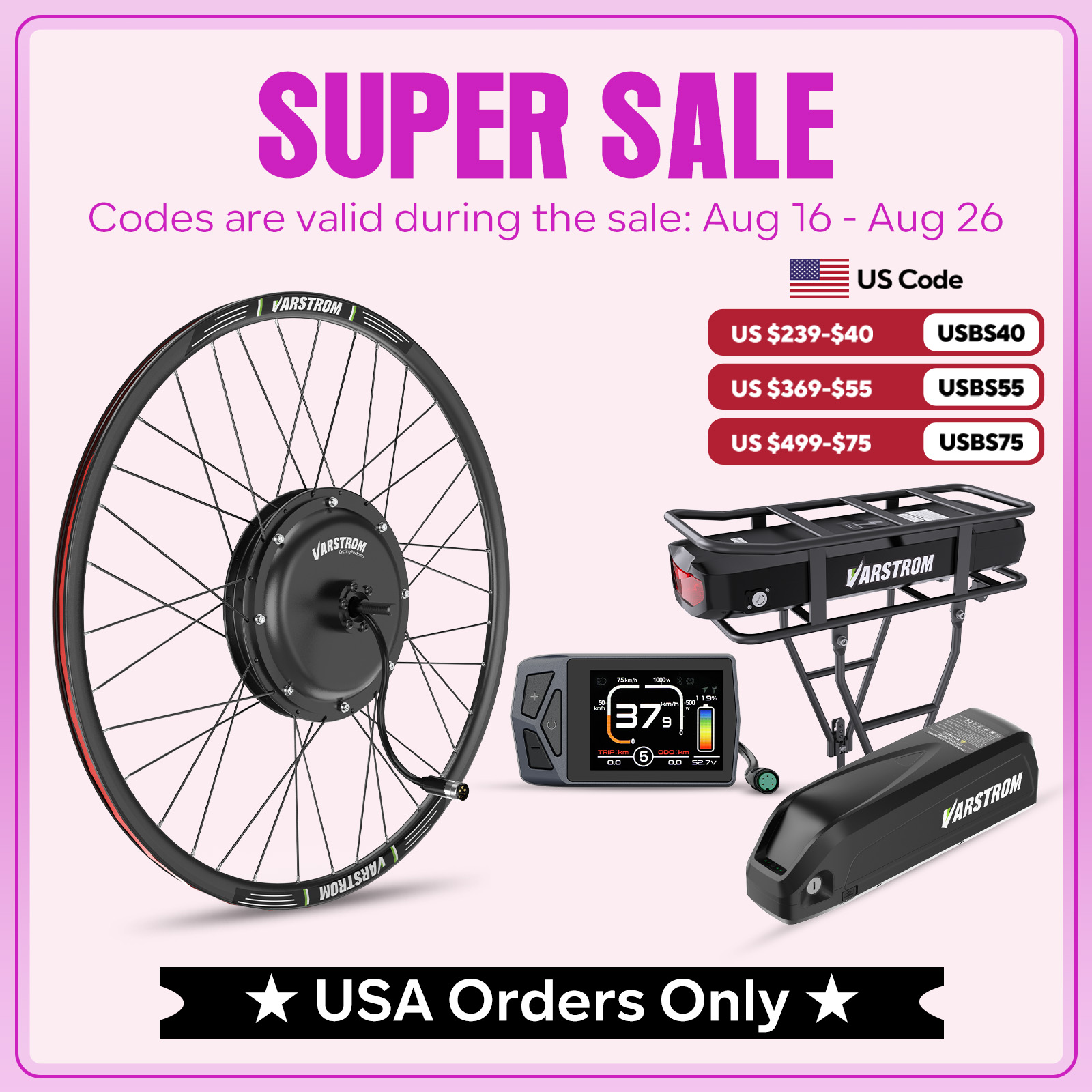 [ABD Stok] Varstrom 1000W 1500 - 48V 1500W Rear Hub Motor With Battery incelemesi ve fiyatı