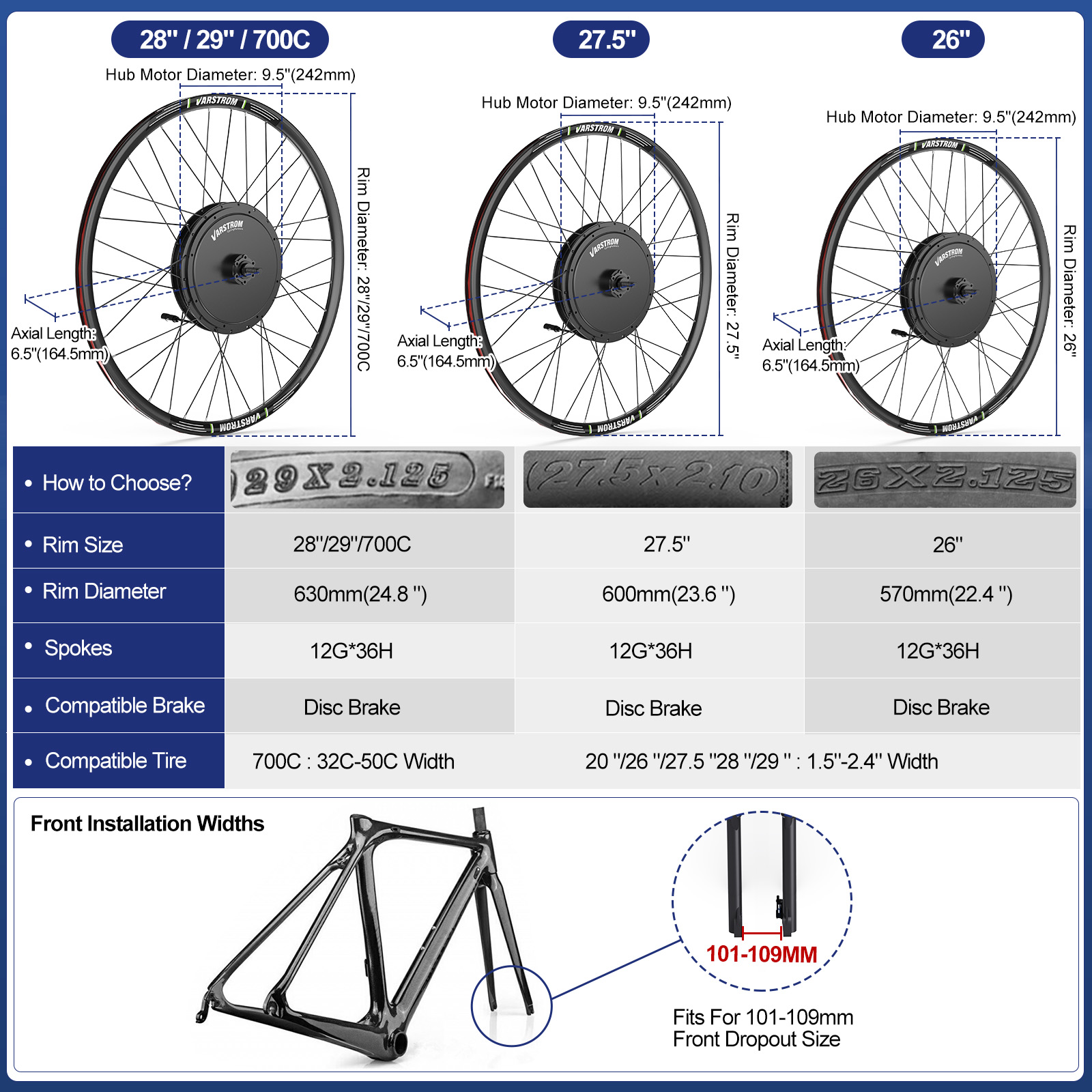[ABD Stok] Varstrom 1000W 1500 - 48V 1500W Rear Hub Motor With Battery incelemesi ve fiyatı